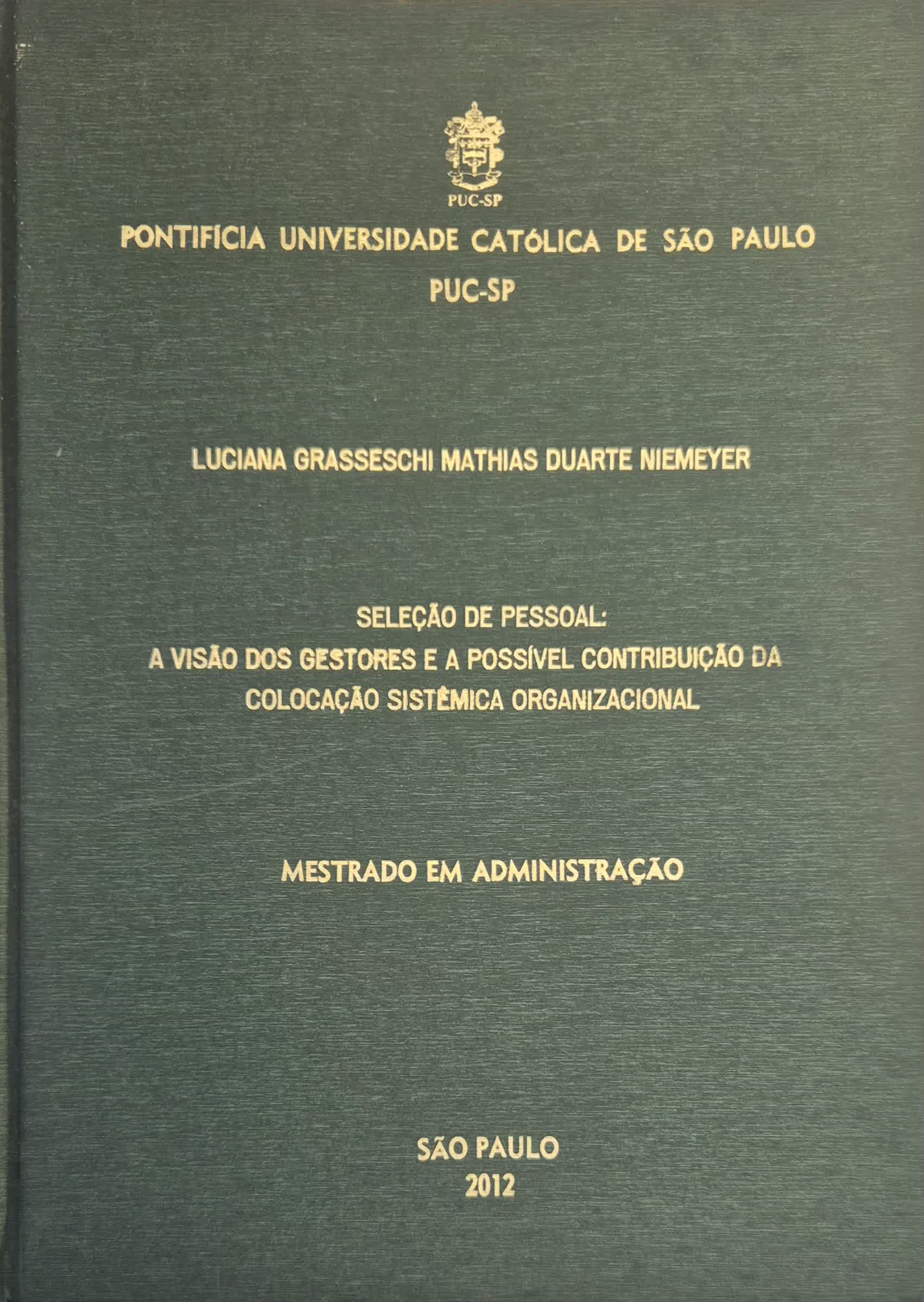 Capa da dissertação de mestrado — PUC-SP, 2012